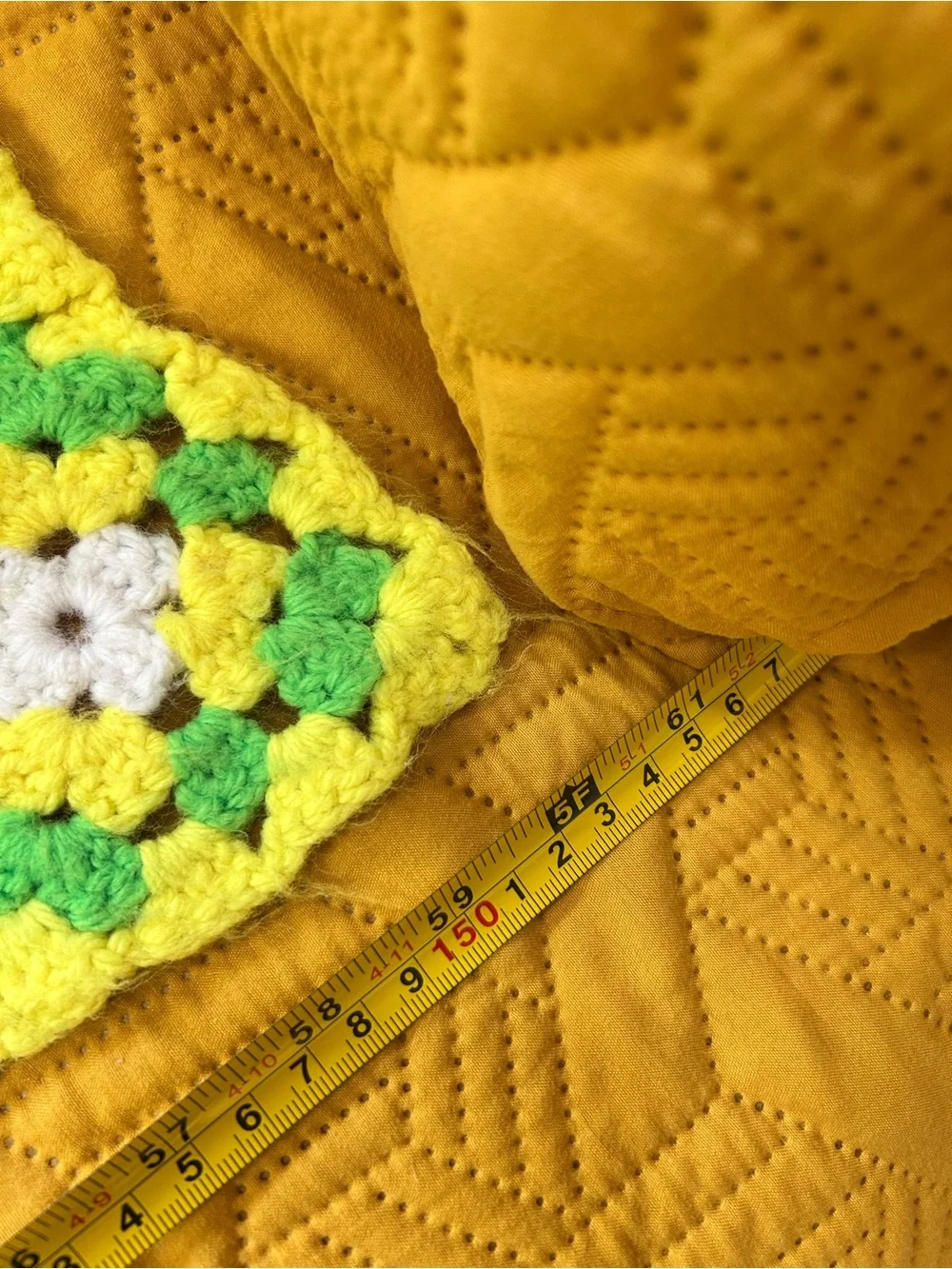 Vintage Crochet Daisy Granny Square Blanket Throw Cottagecore Boho Green Yellow